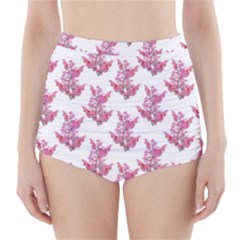 Colorful Cute Floral Design Pattern High-waisted Bikini Bottoms by dflcprintsclothing
