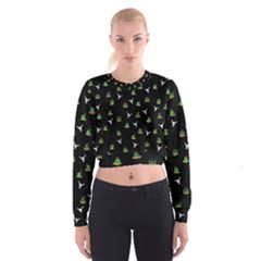 Cactus Pattern Cropped Sweatshirt by Valentinaart