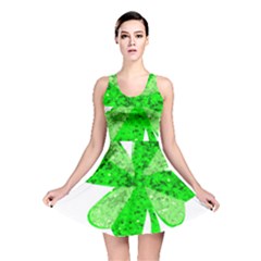 St Patricks Day Shamrock Green Reversible Skater Dress by Nexatart