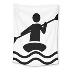 Cropped Kayak Graphic Race Paddle Black Water Sea Wave Beach Medium Tapestry by Mariart