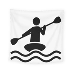 Cropped Kayak Graphic Race Paddle Black Water Sea Wave Beach Square Tapestry (small) by Mariart