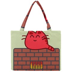 Happy Cat Fire Animals Cute Red Mini Tote Bag