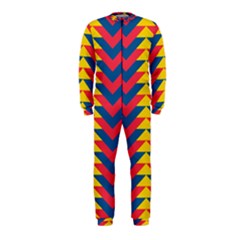 Lllustration Geometric Red Blue Yellow Chevron Wave Line Onepiece Jumpsuit (kids) by Mariart