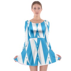 Make Tessellation Bird Tessellation Blue White Long Sleeve Skater Dress by Mariart