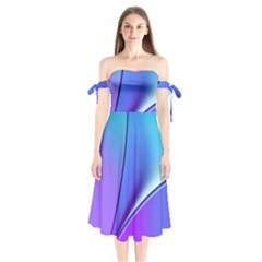 Line Blue Light Space Purple Shoulder Tie Bardot Midi Dress