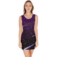 Starry Night Sky Meteor Stock Vectors Clipart Illustrations Sleeveless Bodycon Dress