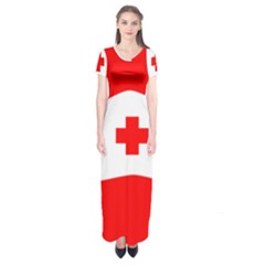 Tabla Laboral Sign Red White Short Sleeve Maxi Dress by Mariart