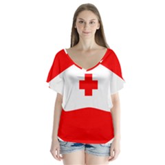 Tabla Laboral Sign Red White Flutter Sleeve Top by Mariart