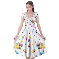 Balloons   Cap Sleeve Wrap Front Dress by Valentinaart
