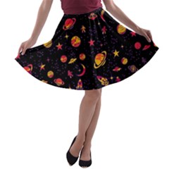 Space Pattern A-line Skater Skirt by ValentinaDesign