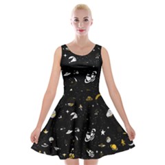 Space Pattern Velvet Skater Dress by ValentinaDesign
