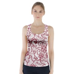 Transparent Lace With Flowers Decoration Racer Back Sports Top by Nexatart