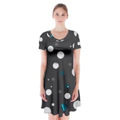 Decorative Dots Pattern Short Sleeve V-neck Flare Dress by ValentinaDesign