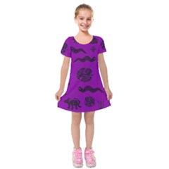 Aztecs Pattern Kids  Short Sleeve Velvet Dress by ValentinaDesign