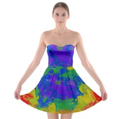 Colorful Paint Texture           Strapless Bra Top Dress by LalyLauraFLM