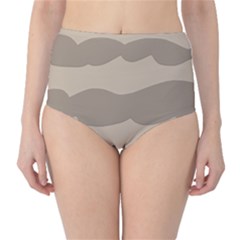 Pattern Wave Beige Brown High-waist Bikini Bottoms by Nexatart