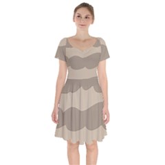 Pattern Wave Beige Brown Short Sleeve Bardot Dress by Nexatart