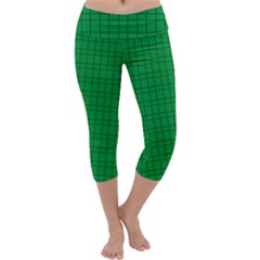 Pattern Green Background Lines Capri Yoga Leggings by Nexatart