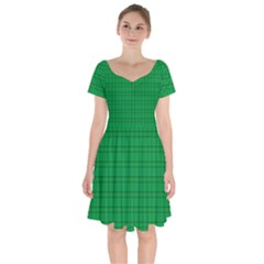Pattern Green Background Lines Short Sleeve Bardot Dress by Nexatart