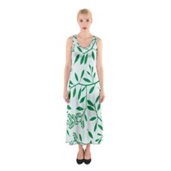 Leaves Foliage Green Wallpaper Sleeveless Maxi Dress by Nexatart