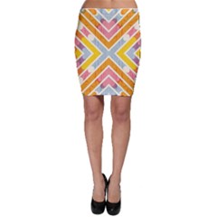 Line Pattern Cross Print Repeat Bodycon Skirt by Nexatart