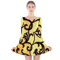 Texture Pattern Beautiful Bright Long Sleeve Velvet Skater Dress by Nexatart
