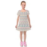 blue and pink tribal pattern Kids  Short Sleeve Velvet Dress