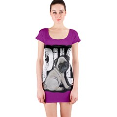 Pug Short Sleeve Bodycon Dress by Valentinaart