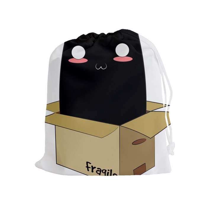 Black Cat in a Box Drawstring Pouches (Extra Large)