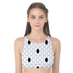 Black White Hexagon Dots Tank Bikini Top by Mariart