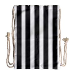 Black White Line Vertical Drawstring Bag (large) by Mariart
