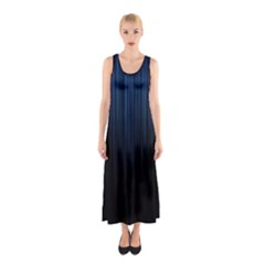 Black Blue Line Vertical Space Sky Sleeveless Maxi Dress
