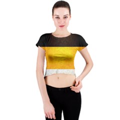 Wooden Board Yellow White Black Crew Neck Crop Top by Mariart