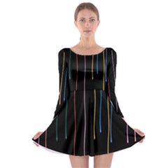 Falling Light Lines Perfection Graphic Colorful Long Sleeve Skater Dress by Mariart
