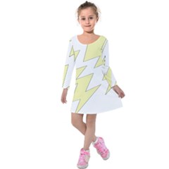 Lightning Yellow Kids  Long Sleeve Velvet Dress