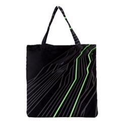 Green Lines Black Anime Arrival Night Light Grocery Tote Bag