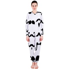 Mustache Man Black Hair Style Onepiece Jumpsuit (ladies)  by Mariart