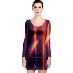 Perfection Graphic Colorful Lines Long Sleeve Bodycon Dress by Mariart