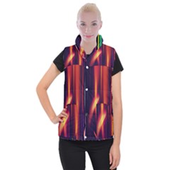 Perfection Graphic Colorful Lines Women s Button Up Puffer Vest by Mariart