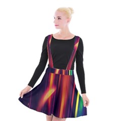 Perfection Graphic Colorful Lines Suspender Skater Skirt by Mariart