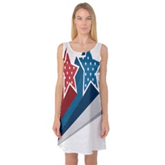 Star Red Blue White Line Space Sleeveless Satin Nightdress by Mariart