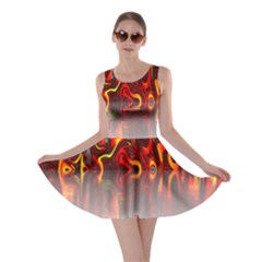 Effect Pattern Brush Red Orange Skater Dress by Nexatart