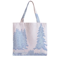 Winter Snow Trees Forest Zipper Grocery Tote Bag by Nexatart
