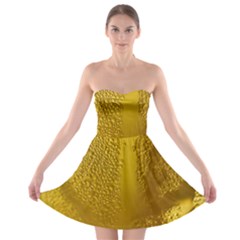 Beer Beverage Glass Yellow Cup Strapless Bra Top Dress by Nexatart