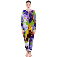 Spring Pansy Blossom Bloom Plant Onepiece Jumpsuit (ladies)  by Nexatart