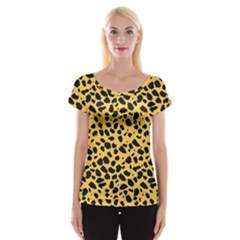 Skin Animals Cheetah Dalmation Black Yellow Women s Cap Sleeve Top by Mariart