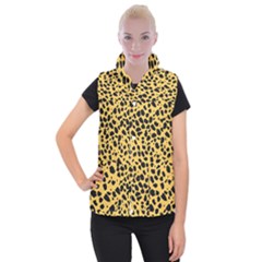 Skin Animals Cheetah Dalmation Black Yellow Women s Button Up Puffer Vest by Mariart