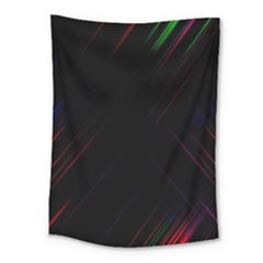Streaks Line Light Neon Space Rainbow Color Black Medium Tapestry by Mariart