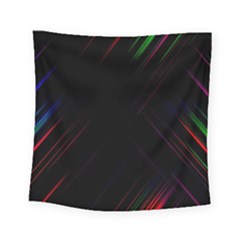 Streaks Line Light Neon Space Rainbow Color Black Square Tapestry (small)