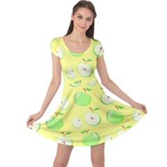 Apples Apple Pattern Vector Green Cap Sleeve Dresses by Nexatart